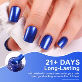 Major Dijit Quick Air Dry Nail Polish Glitter Blue Regular Nail Polish Non UV Gel Hema 0.34 fl oz.