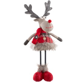 WeRChristmas Standing Boy Reindeer Figurine with Soft Legs, Multi-Colour, 30cm