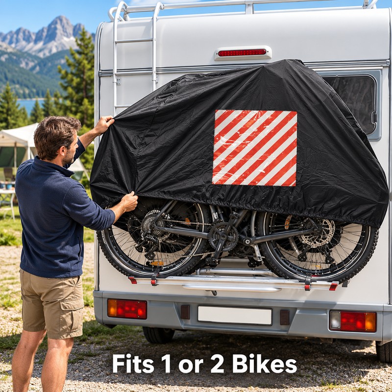 RV Caravan Rear Bike Cover for 1-2 Bicycles, 210D Oxford