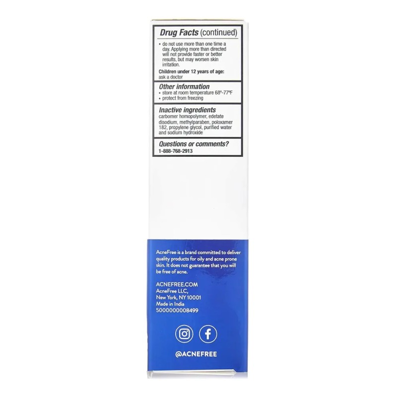 Acnefree Gel Adapalene 0.1% Tratamiento Tópico Del Acné 15g
