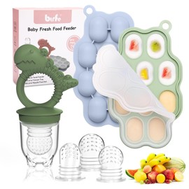 btrfe Baby Breastmilk Popsicle Molds & Fruit Feeder Pacifier, Silicone Baby Food Freezer Tray Storage Containers for Infant Teething Self Feeding