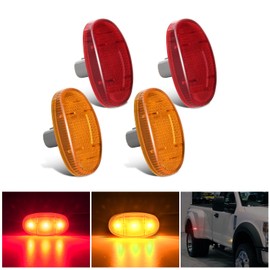 Nilight Wheel Fender Side Marker Lights 4 PCS 3 LED Red Amber Front Rear Clearance Light Plug And Play PC Lens Compatible With 2011-2022 F250 F350 F450 F550 Super Duty