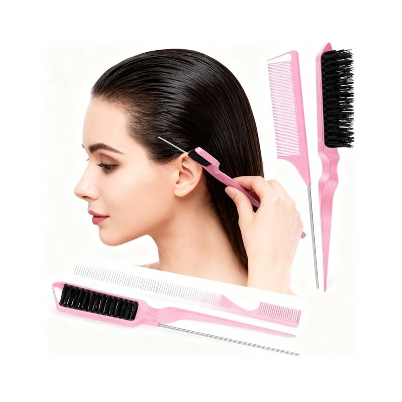Professional Hair Styling Set, 3-Piece Comb Set with Teasing Comb,