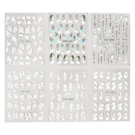 Calcomanía para Decoración de Uñas, Patrón Floral 5D, Autoadhesiva en Relieve 3D, Calcomanía para Decoración de Uñas para Salón de Uñas en Casa, 6 Hojas para Diseños de Uñas para Mujeres Y Niñas