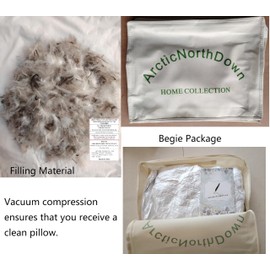 ArcticNorthDown Goose Down Feather Hotel Collection Bed Pillows for Sleeping Pair Standard Pillows for Back, Stomach or Side Sleepers Stripe White Color Set of 2 Pillows