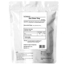 UKHealthHouse Zinc Citrate - 15mg x 30 - High Strength - Healthy Hair, Skin, Nails, Vision & Hormone Balance - Vegetarian & Vegan - General Health