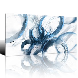 Large Canvas Wall Art Blue Abstract Art Wall Decor Wall Art for Living Room Paintings for Wall Decorations Bedroom Decor Aesthetic Framed Office Artwork Wall Decor 29×58in