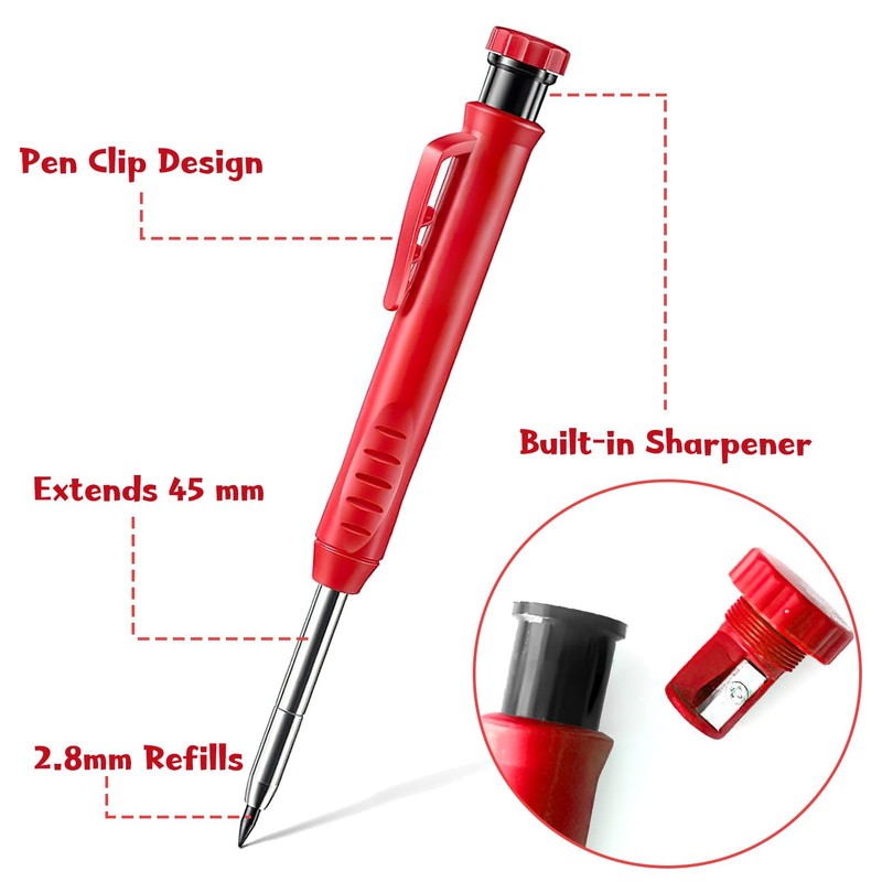 REEKNOKOL Carpenters Pencil, Solid Construction Pencil Carpenter Pencil Set with