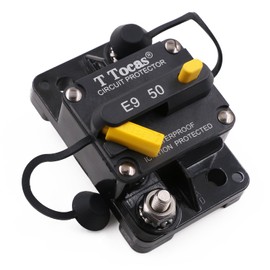 T Tocas E9 50 Amp Circuit Breaker Surface Mount with Manual Reset | Waterproof IP67 Protection | 12V - 72V DC 50A Swithable