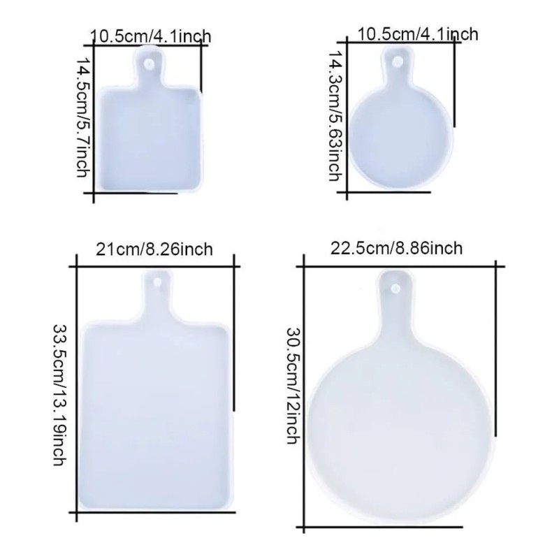 4 Piezas Resina Moldes De Bandeja De Silicona Rectangulares