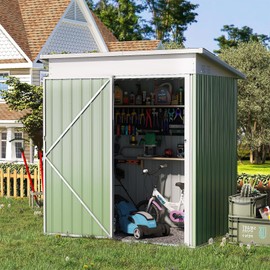 AECOJOY 5' x 3' Shed Outdoor Storage Shed, Small Metal Sheds & Outdoor Storage with Lockable Door, Utility and Tool Storage Cabinet Garden Shed for Backyard, Patio, Outside use in Green