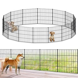 FOREHOGAR Metal Garden Fence 28in (H) x 35ft (L), 15 Panels + 16 Stakes Dog Fence Border Fence Animal Barrier, No Dig Garden Fencing for Yard Flower Bed Lawn Patio Outdoor, PIN282815 Black