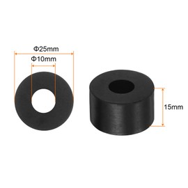 HARFINGTON 16pcs Rubber Spacer 1 Inch OD 0.4 Inch ID 0.6 Inch Thick Neoprene Round Anti Vibration Isolation Pads Isolator Rubber Washers Bushings for Home Cars Boat Accessories, Black
