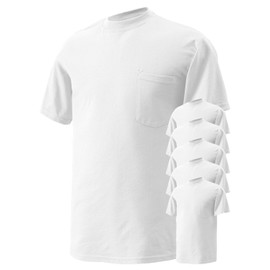 Gildan DryBlend 50 Cotton/50 DryBlend Poly Pocket T-Shirt, White, 2XL (Pack of 6)