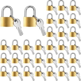 Hotop 32 Pieces Mini Padlock Small Solid Brass Locks 1.25 Inch with 3 Keys for Luggage Backpack Gym Suitcase and More