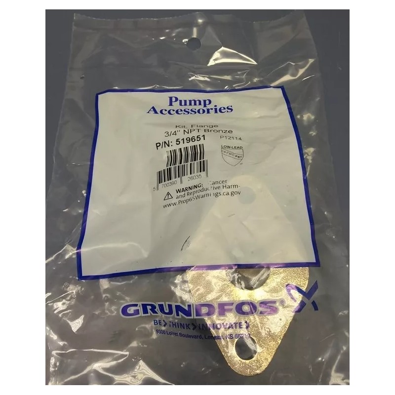 Grundfos 519651 3/4" NPT Pump Flange Set Bronze NEW