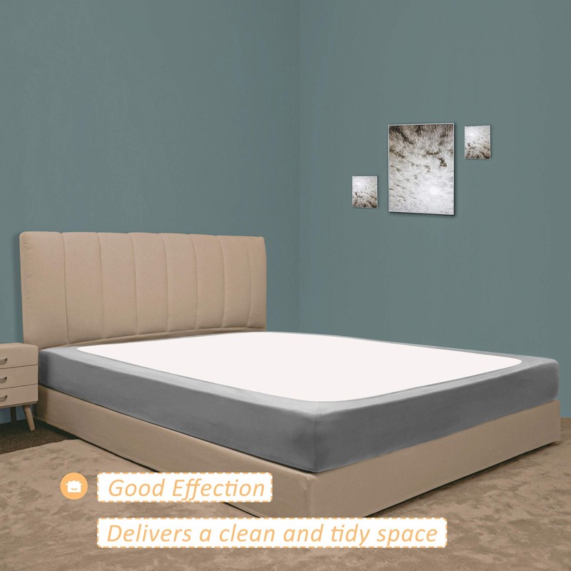King/Cal King Silver Stretch Jersey Cover for Box Spring Bedskirt