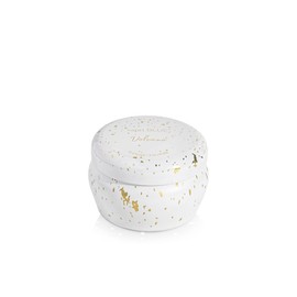 Capri Blue Glimmer Mini Tin - Volcano Scented Candle with Mini Tin Candle Holder - Soy Wax Blend - White and Gold (3 oz)