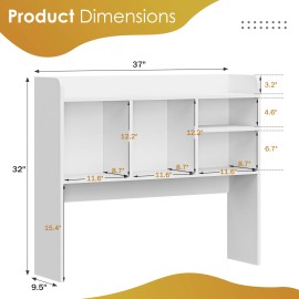 SEGAWE White Office Organization Shelves for Top of Desk Organizers & Corner Bookshelf