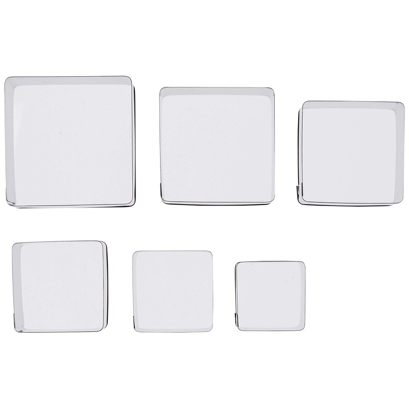 Ateco Plain Edge Square Cutters in Graduated Sizes, Stainless Steel,