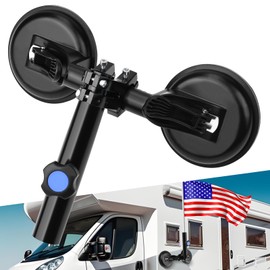 IRONDELIC Suction Cup Flag Holder for RVs, Flag Pole Mount Kit with Angle Adjustable, Heavy Duty Flag Pole Holder with 2 Suction Cups for RV, Truck, Boat, Camper, Trailer, Easy Installation