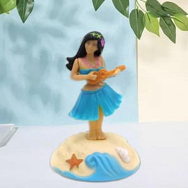 Blue Solar Powered Dancing Figures Decoration -Hawaii Shaking Head Ornaments Hula Girl -Car Dashboard Interior Decoration Desktop Ornaments Toy,Solar Power Kits Learning and Education