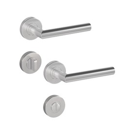 DIYGEEK Toilet Door Lock Door Handle Set Brushed Silver