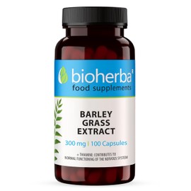 Barley Grass Extract 300 mg - 100 Capsules Green Superfood Supplement for Health and Nutrition by BIOHERBA