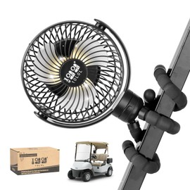 10L0L Golf Cart Fan Rechargeable with Flexible Tripod Mount - 10000mAh Battery Operated Portable Fan 360° Rotatable Head, Fits for Yamaha/EZGO/Club Car Golf Cart with LED Light