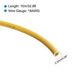 sourcing map 18AWG Wire 18 Gauge Stranded Wire PVC Hookup Wire 10M/33ft Yellow, Electrical Wire UL1007 Spool Tinned Copper Wire for Internal Connecting Wire, Marine
