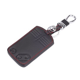 [Kinotaka] Mazda Car Leather Remote Card 3 Button Key Case for Demio Axela Sports, Speed Atenza, Roadster, RX8, CX7, CX9, Atenza, MPV, Premacy, Verisa, Biante and More (Black (3 Buttons)), black (3
