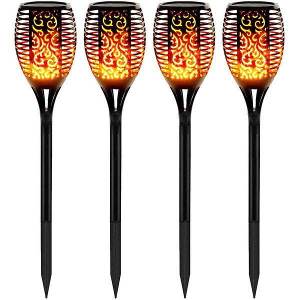 WBM SMART LED Outdoor Solar Lights, Waterproof Flickering Flame Led Night Light, 96 LED Torches, 43 Inches Long, Solar Lights Outdoor Decorative - 4 Pcs
