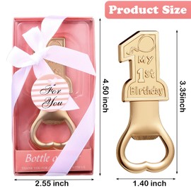 30 Pack My 1st Birthday Party Favor Supplies Present for Guest 1 Bottle Opener First Anniversary Decoration Souvenirs Souvenir Return Gift for Boy or Girl (Pink)