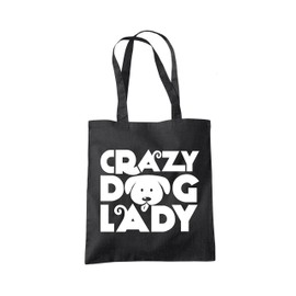 Crazy Dog Lady - Tote Shopping Bag - Pet Dog owner Doggy Mum Puppy One size black
