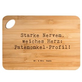 Mr. & Mrs. Panda Bamboo Chopping Board with German Text "Starke Patenonkel - Gift, Soft Heart, Strength, Godparentment, Wooden Chopping Board, Christmas