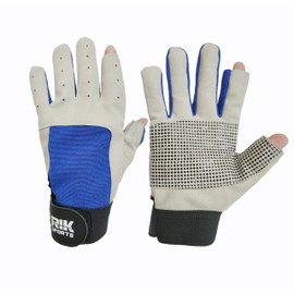 RIK SPORTS Sailing 2 Finger Shorts and 3 Full Finger Silicone Grip Padded Palm Gloves for Yachting Water Sports Stand-Up Boarding, Kayaking, and Rowing for Men, Women & Youth. (Blue, Large)