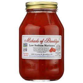 MICHAEL'S OF BROOKLYN Low Sodium Tomatoes & Fresh Basil Pasta Sauce, Non-GMO Free, Gluten Free, and Yeast Free | Tomato Sauce made with Fresh Basil, Garlic, Olive Oil & Parsley - 32 oz (Pack of 2)