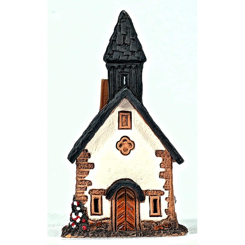 Midene Ceramic Smoker House, Handmade, Artistic Miniature, Chapel in Tyrol,
