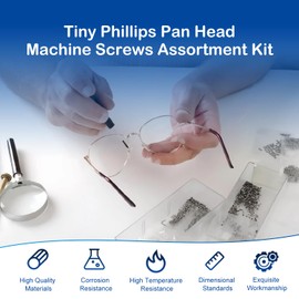 1600Pcs Tiny Phillips Pan Head Machine Screws Assortment Kit, Nickel-Plated Carbon Steel Screws, Metric Micro Screws for Eyeglasses, RC Models, Electronics and DIY Projects M1/M1.2/M1.4/M1.6/M1.7