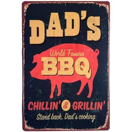Dads BBQ Stand Back Dad's Cooking Pig Sign Barbecue Decor Gifts for Dad Home Kitchen Backyard Grill Area Man Cave Gifts Garage Bedroom BBQ Signs 8x12Inch(15T07)