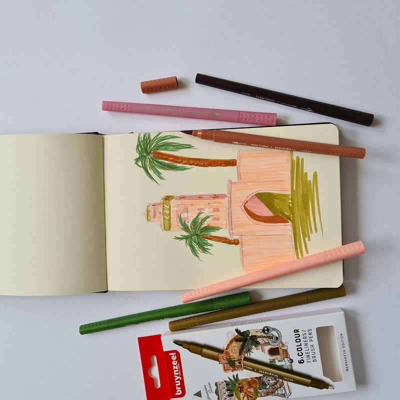 Royal Talens Bruynzeel Expression Set of 6 Marrakesh Inspired Fineliner/Brush