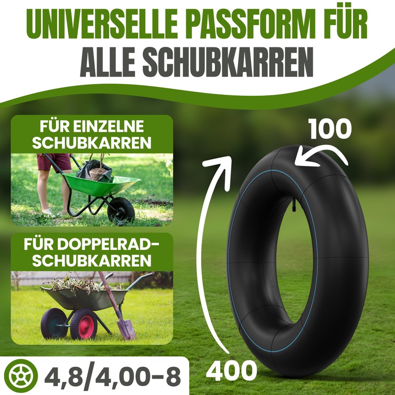 TENE Premium 4.8/4.00-8 Hose for Wheelbarrows, Lawnmowers and More -
