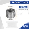 PATIKIL 10 Pcs 304 Stainless Steel Pipe Plug 1/8" BSP