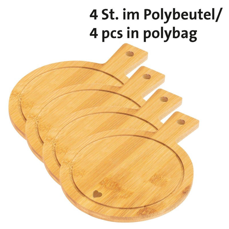 Westmark 4 Serving Boards/Bamboo Plates, with Motif, Handle and Juice