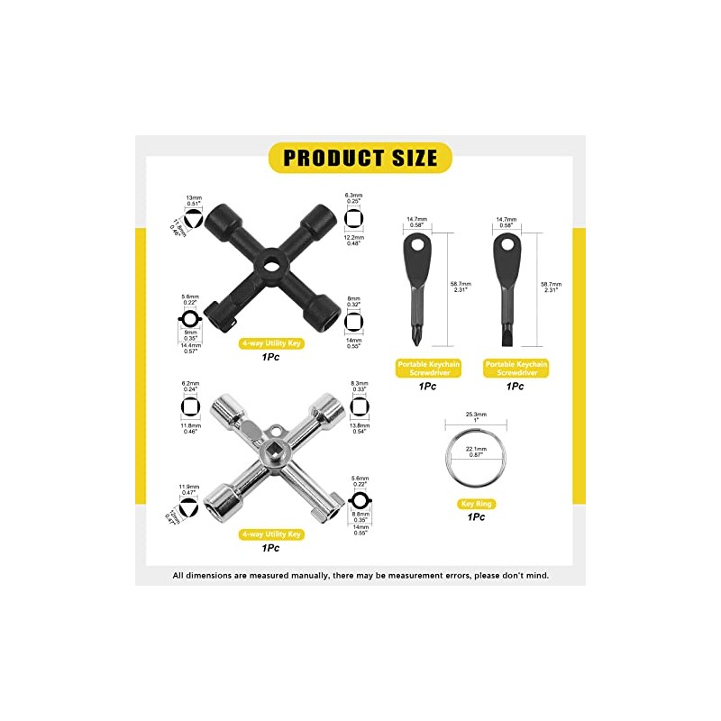 13-Piece Utility Key Tool Set for Plumbing and Cabinets