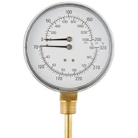 PIC Gauges TRI-RC-402L-G Bottom Mount Industrial Round Dial Tridicator w/ Painted Grey Steel Case, Plastic Lens, 4" Dial, 0/200 psi Range, 1/2" Male NPT
