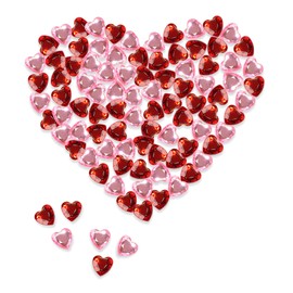 300 PCS Acrylic Vase Fillers for Props for Decorations, 0.5 inch Propose Marriage Heart Ornaments for Vase Filler and Table Decoration, for Valentine's Day, Dating, Wedding Anniversary Party, Red/Pink