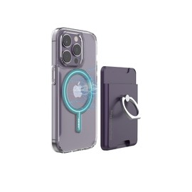 AAUXX UMS-IR03PKMGDP iRing Pocket Mag Safe Card Storage Integrated Eye Ring Magnet Detachable Wireless Charging Support Deep Purple
