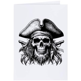 Large (A4) 'Pirate Skull with Goatee Beard' Blank Greeting Card (GC00061326)