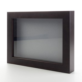 Dark Brown 18x22 Shadow Box Solid Wood Display Frame with Grey Acid-Free Backing UV Acrylic & Hanging Hardware | 3/4" Usable Depth